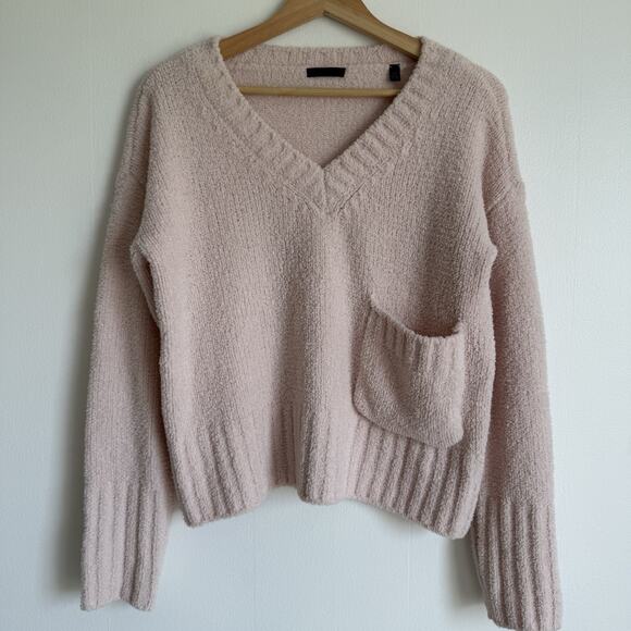 ATM Anthony Thomas Melillo Sweaters - ATM Anthony Thomas Melillo Chenille Sweater S Blush Pink V-Neck Plush Cozy Soft